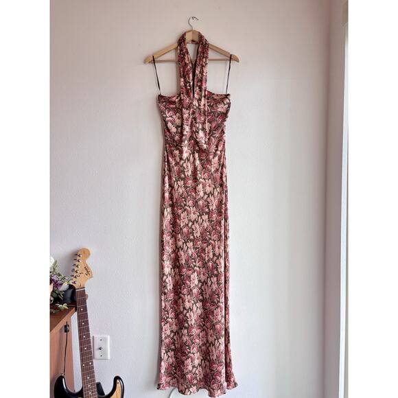 VERONICA BEARD Alberta Halterneck Silk Blend Deep Ochre Multicolored Dress Sz 10 - Picture 4 of 11